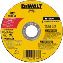 Dewalt, 4.5-In. Disque à tronçonner en métal fin