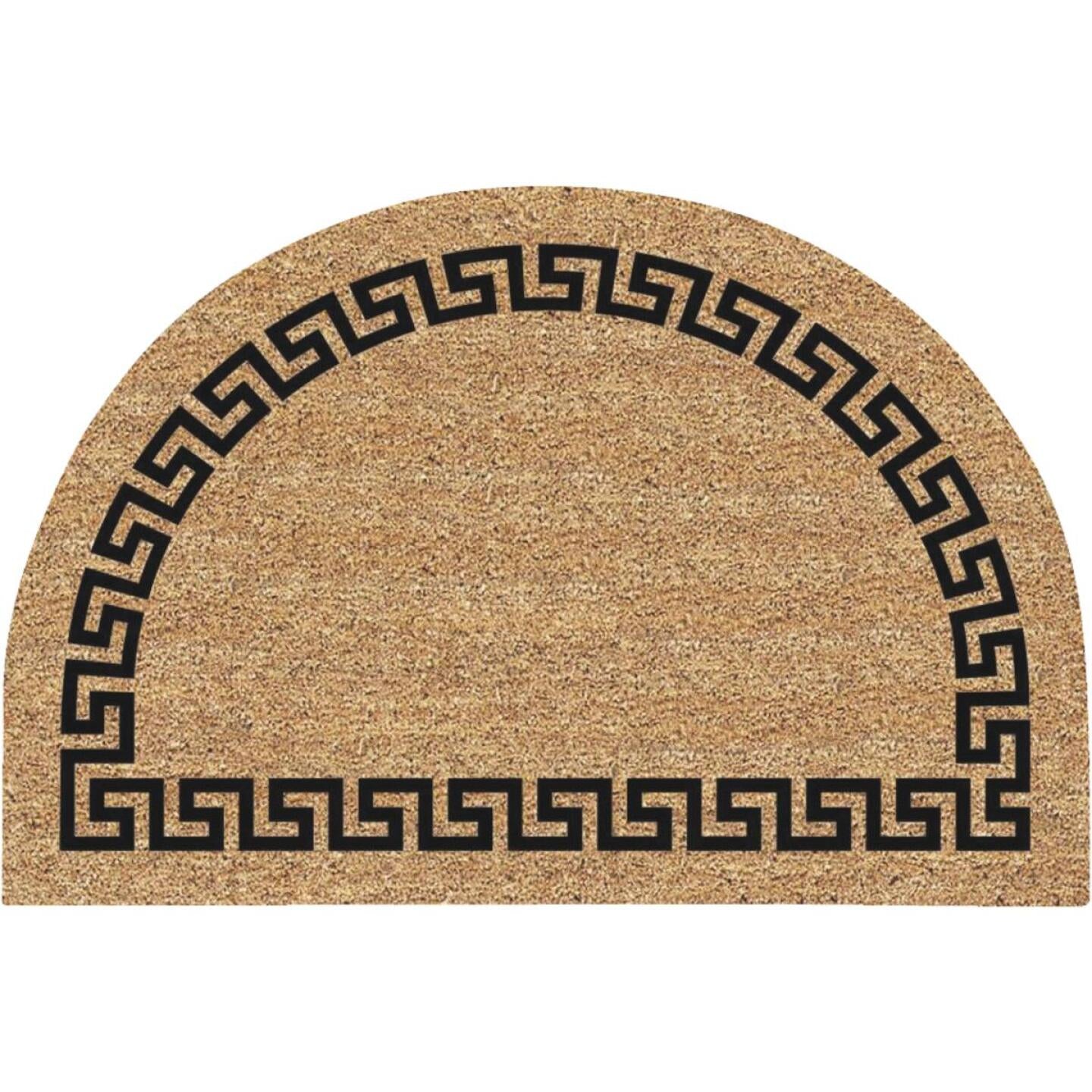 Americo Home, Americo Home Greek Key Tapis de porte demi-rond de 24 po x 36 po en fibre de coco et vinyle