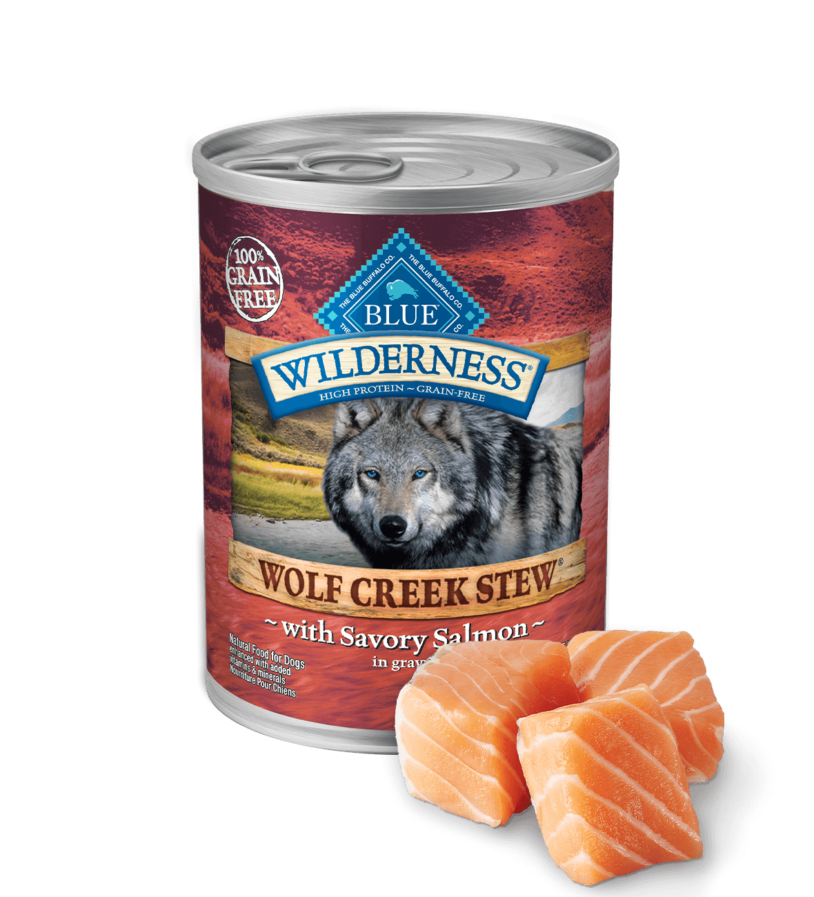 Buffle bleu, BLUE Wilderness™ Wolf Creek Stew™ Adult Dogs Savory Salmon Stew (ragoût de saumon savoureux pour chiens adultes)