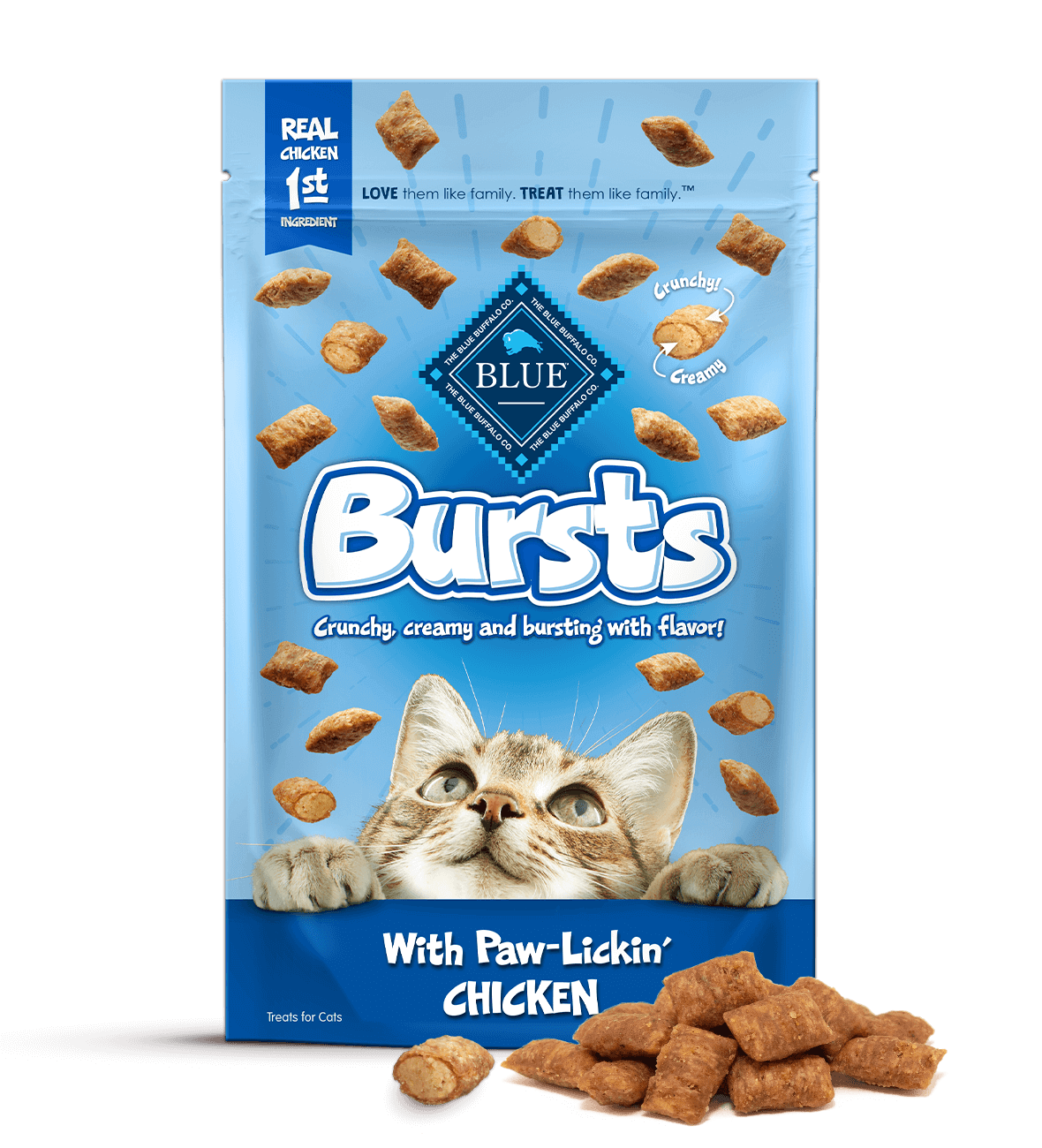 Buffle bleu, BLUE™ Bursts Paw-Lickin' Chicken Cat Treats (Friandises pour chats au poulet à lécher les pattes)