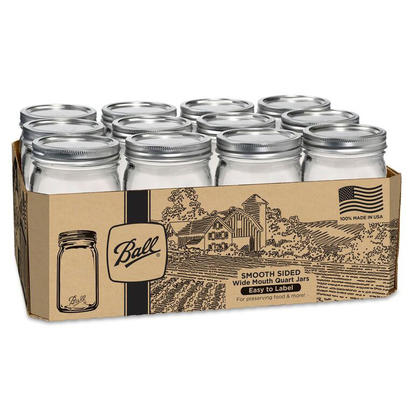 Balle, Ball Jar Mouth Quart Jars avec couvercles et bandes