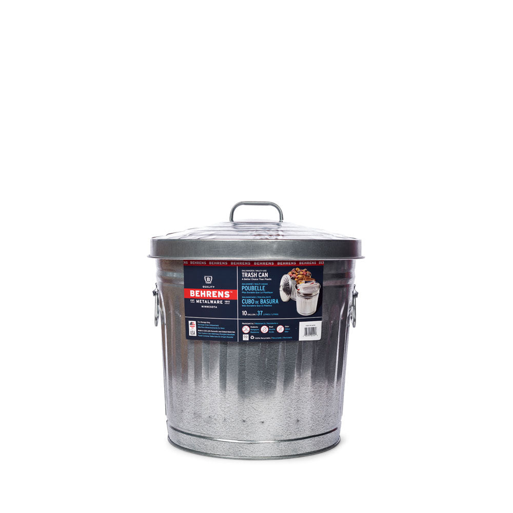 Behrens Manufacturing, Behrens Manufacturing 10 Gallon Galvanized Steel Trash Can with Lid