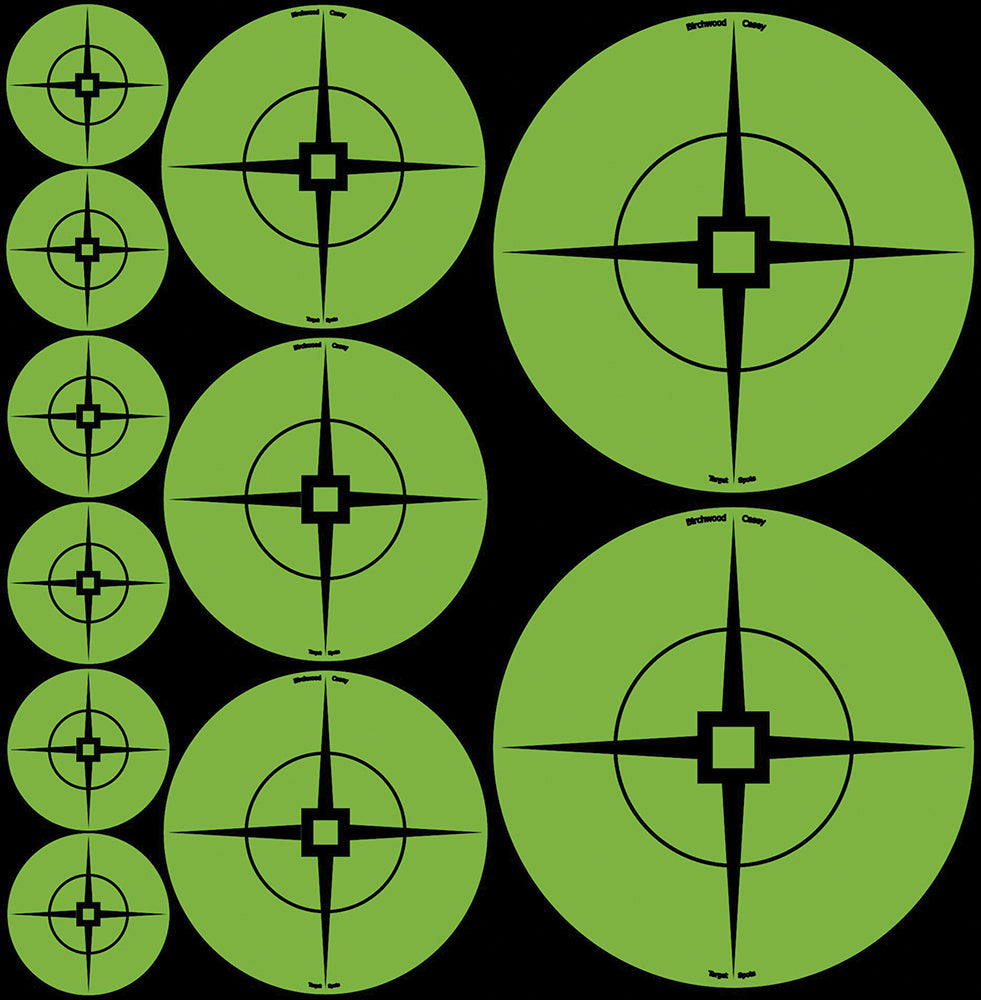 Birchwood Casey, Birchwood Casey 33938 Target Spots Papier Auto-Adhésif Crosshair Papier Noir pour Cible avec Cible Verte 60-1"/30-2"/20-3".