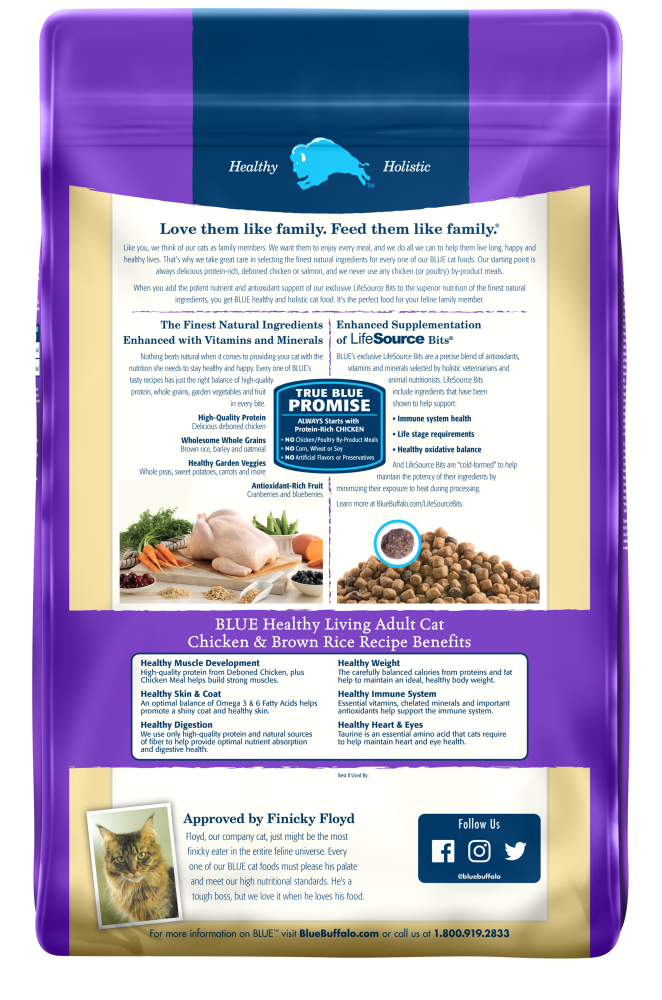 Buffle bleu, Blue Buffalo Healthy Living Adult Chicken and Brown Rice Recipe croquettes pour chat