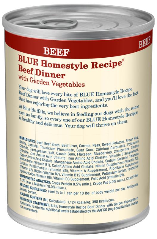 Buffle bleu, Blue Buffalo Homestyle Beef Dinner with Garden Vegetables & Sweet Potatoes nourriture en boîte pour chiens