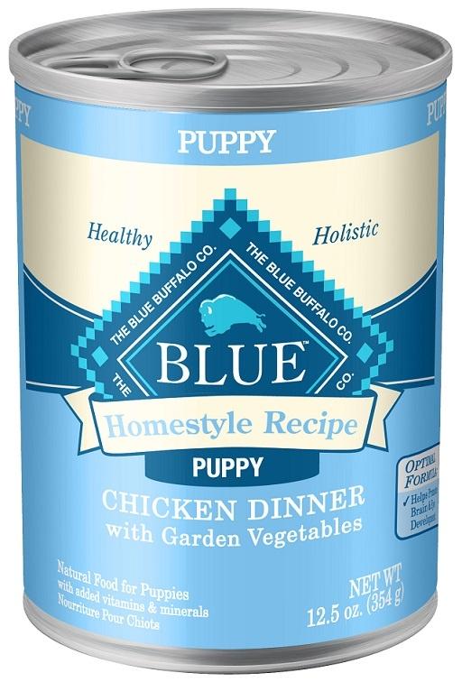 Buffle bleu, Blue Buffalo Homestyle Puppy Chicken Dinner with Garden Vegetables and Brown Rice Recipe nourriture en boîte pour chien