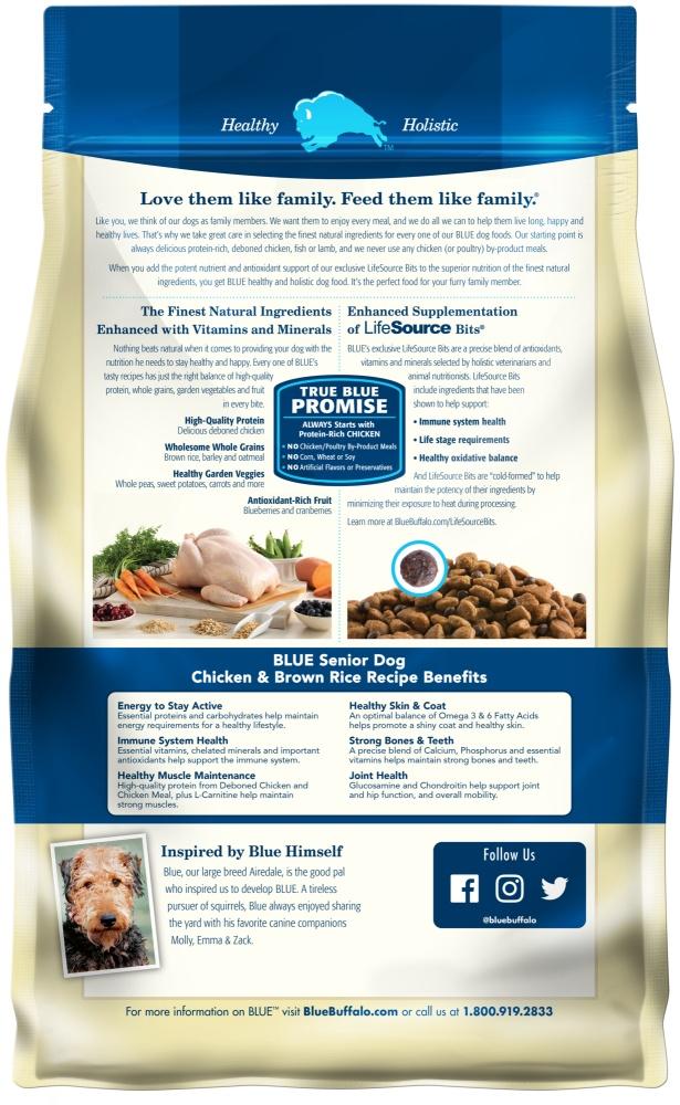 Buffle bleu, Blue Buffalo Life Protection Natural Chicken & Brown Rice Recipe Croquettes pour chiens âgés