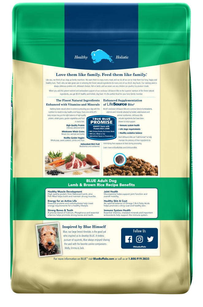 Buffle bleu, Blue Buffalo Life Protection Natural Lamb & Brown Rice Recipe Croquettes pour chien adulte