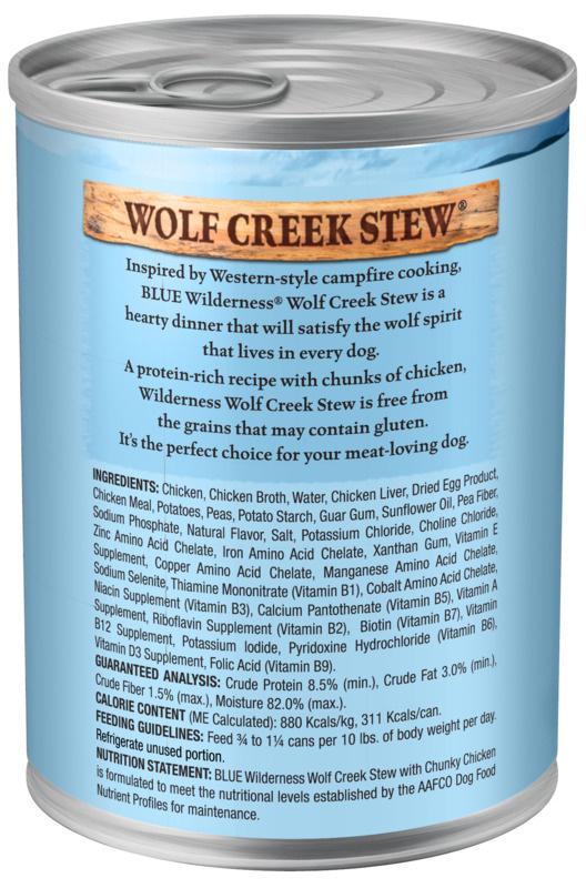 Buffle bleu, Blue Buffalo Wilderness Wolf Creek Stew Chunky Chicken Stew nourriture pour chien en boîte