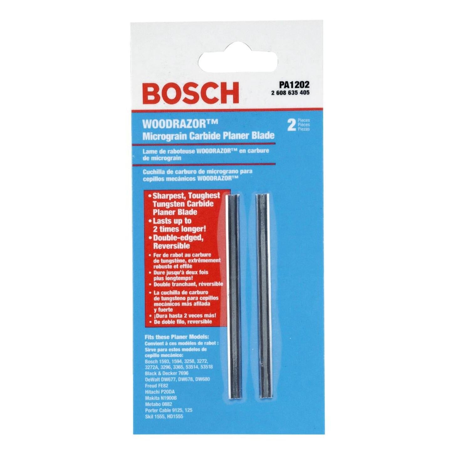 Bosch, Bosch Woodrazor 3-1/4 In. lame de rabot au carbure de tungstène (2-Pack)