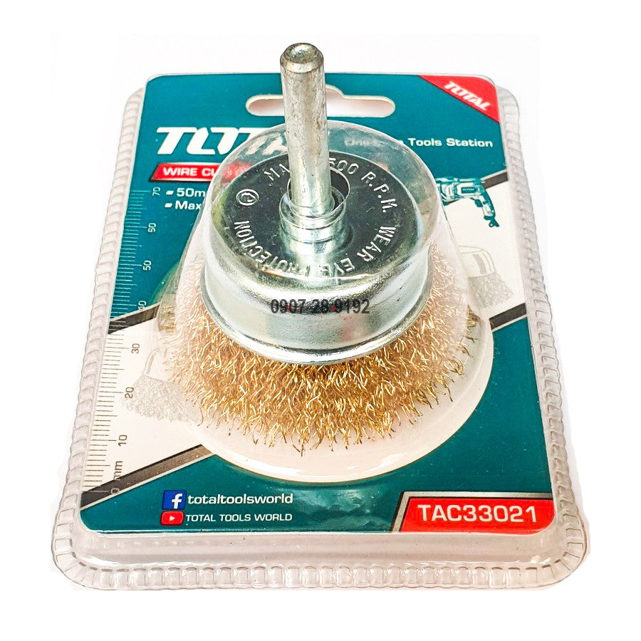 Total, Brosse métallique Total Cup avec tige pour perceuse