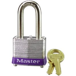 Master Lock, Cadenas laminé à clé de 1-1/2 po, anse de 2 po de long Long Shackle