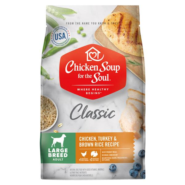 Soupe de poulet pour l'âme, Chicken Soup ForThe Soul Large Breed Adult Recipe with Chicken, Turkey & Brown Rice nourriture sèche pour chien