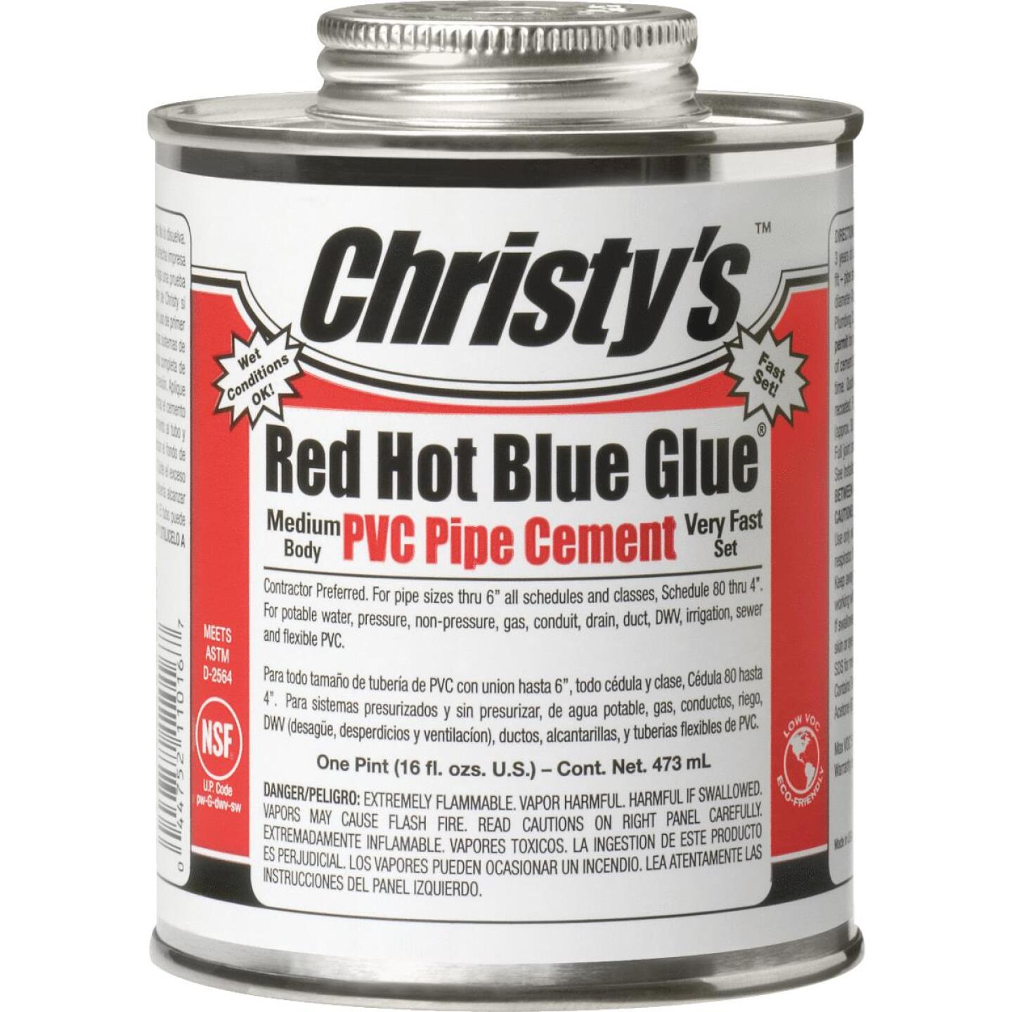 Christy's, Christy's 16 Oz. Colle bleue rouge et chaude à faible COV Ciment PVC