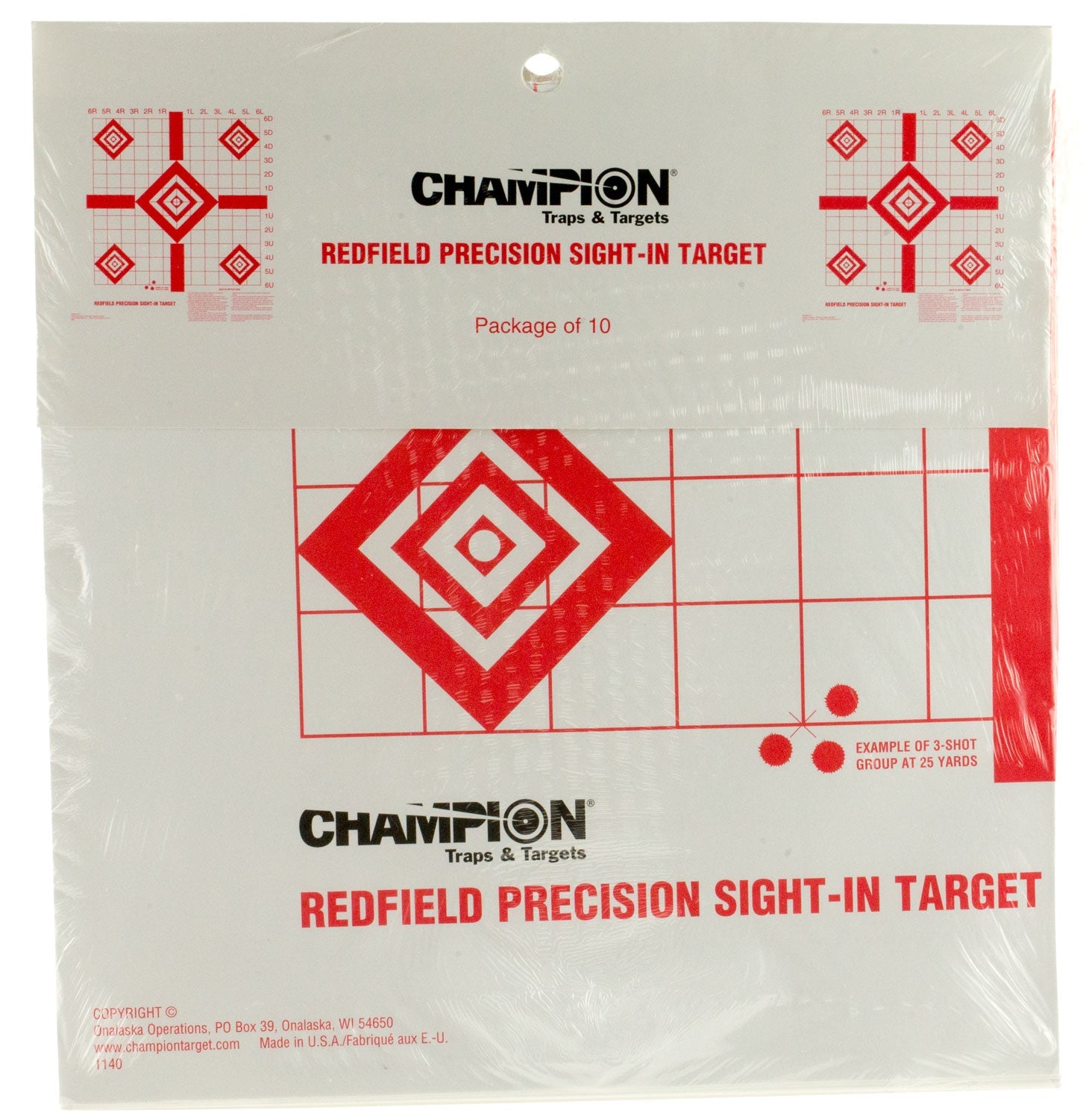 Cibles Championnes, Cibles Champion 47388 Redfield Precision Sight-In Target 5-Diamond Cible suspendue en papier 16" x 16" 10 par paquet