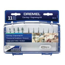 Dremel, Mini kit d'accessoires pour sculpture/gravure, 11 pièces