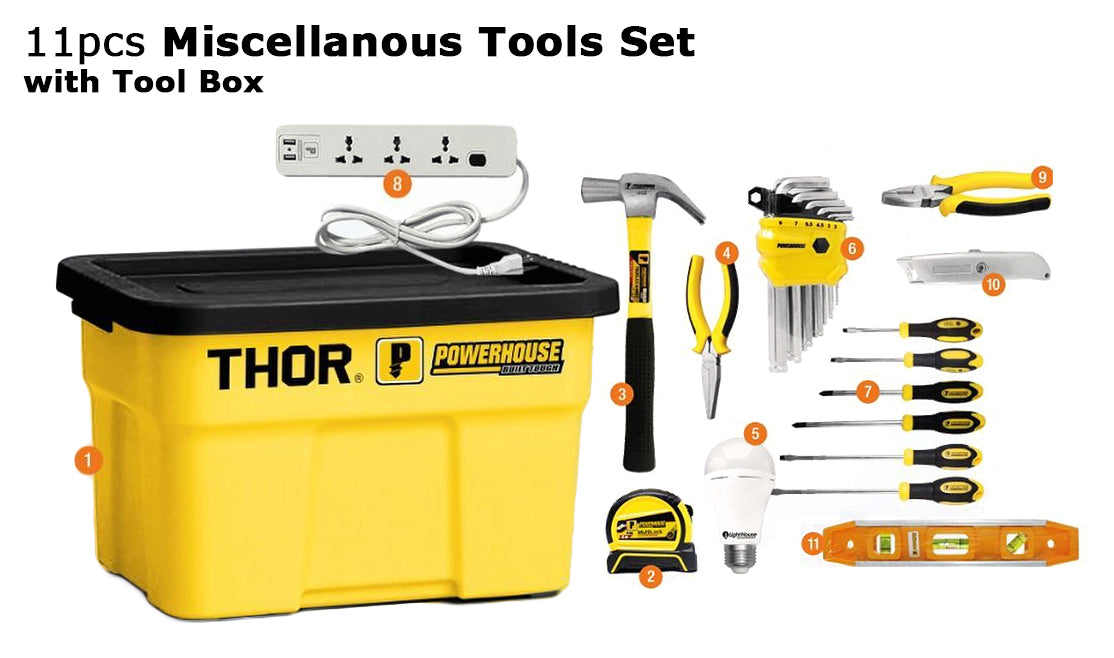 Centrale, Powerhouse 11pcs Mixed Tools Set with Tool Box (Thor Storage)