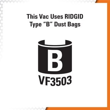 Ridgid, Ridgid VF3503 Sac à poussière pour aspirateur à haute efficacité (taille B)