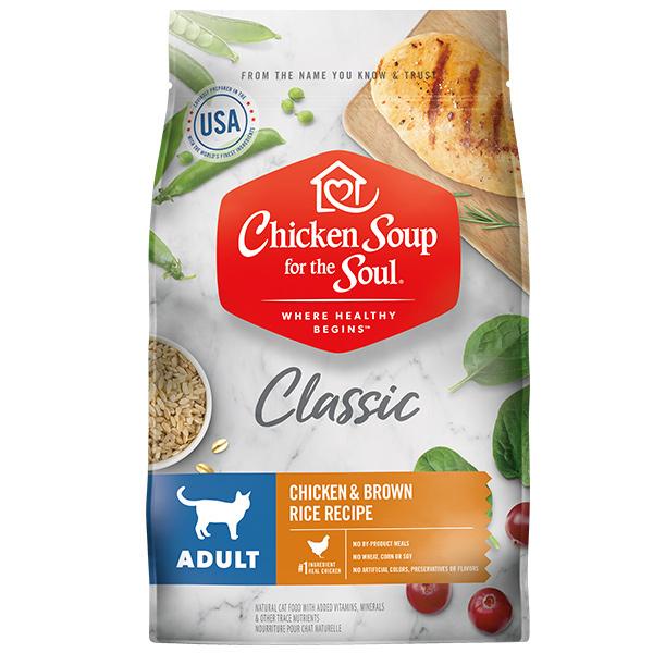 Soupe de poulet pour l'âme, Soupe de poulet pour l'âme Recette pour adultes avec poulet et riz brun Croquettes pour chats