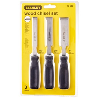 Stanley, Stanley 16-089 Set de ciseaux à bois manche noir (3pcs)