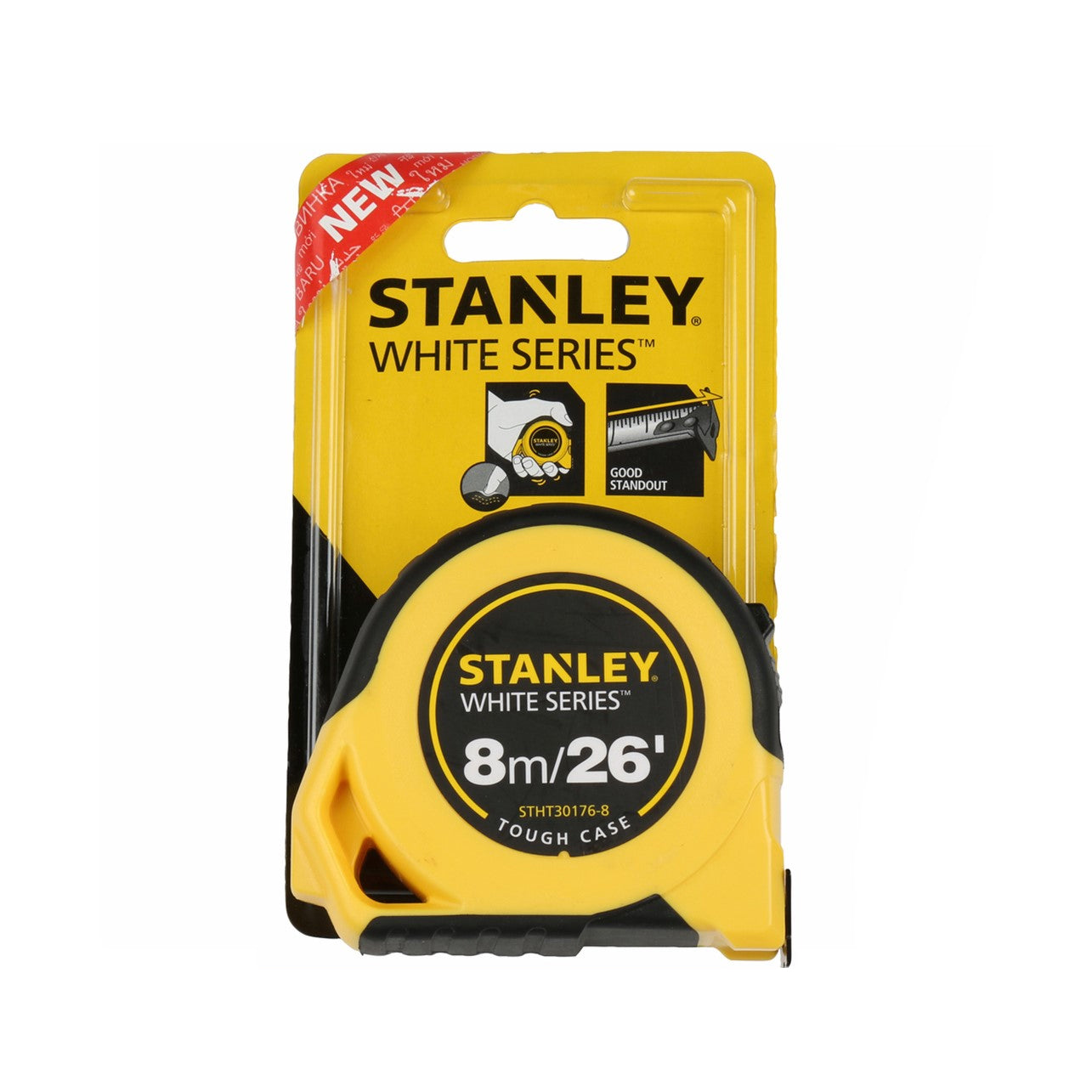 Stanley, Stanley 30-176 Mètre à ruban en acier Tough Case 8m (lame blanche)