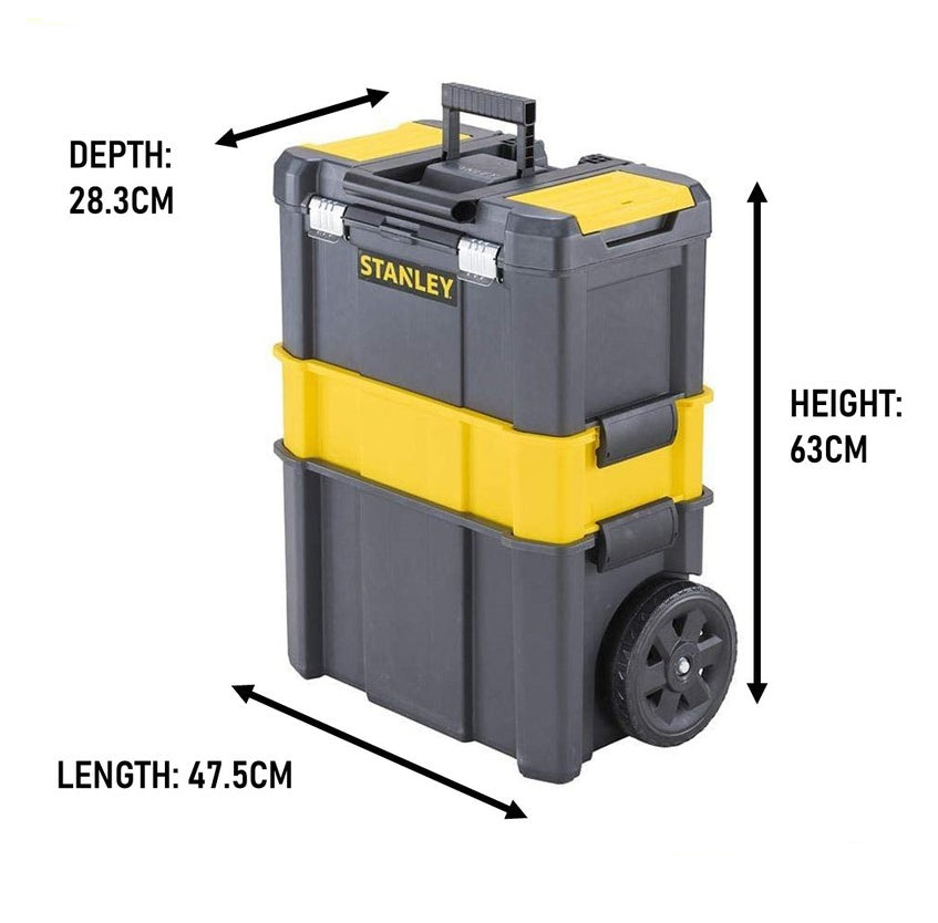 Stanley, Stanley 80-151 Metal Latch Plastic Tool Box Set with Trolley / Rolling Workshop (Essential)