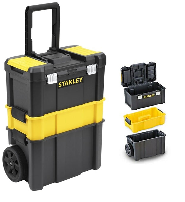 Stanley, Stanley 80-151 Metal Latch Plastic Tool Box Set with Trolley / Rolling Workshop (Essential)