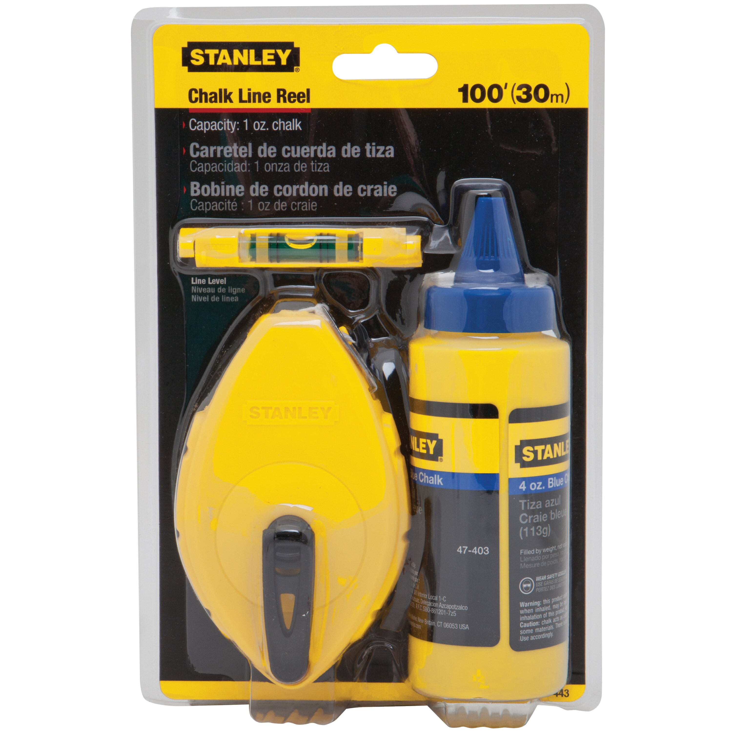 Stanley, Stanley (Blue) Regular Chalk and Line Level Set 3pcs (Jeu de craies et de lignes)