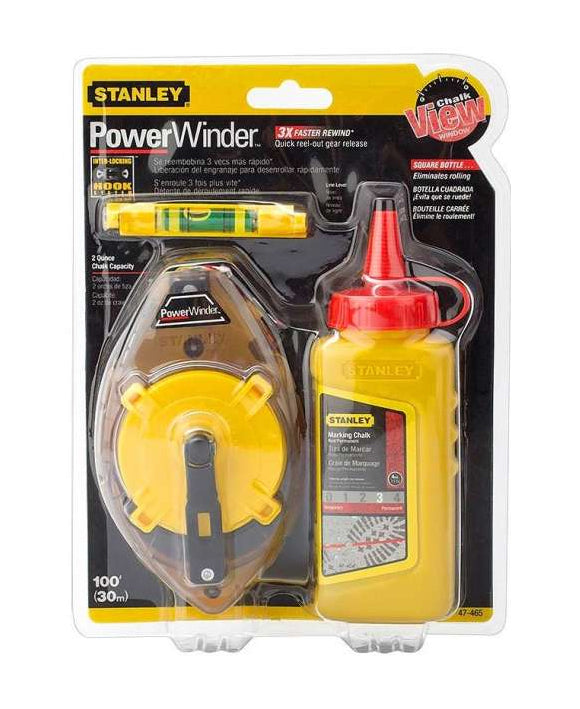 Stanley, Stanley PowerWinder Chalk Line Level Reel Set [Red] (jeu de niveaux à craie)