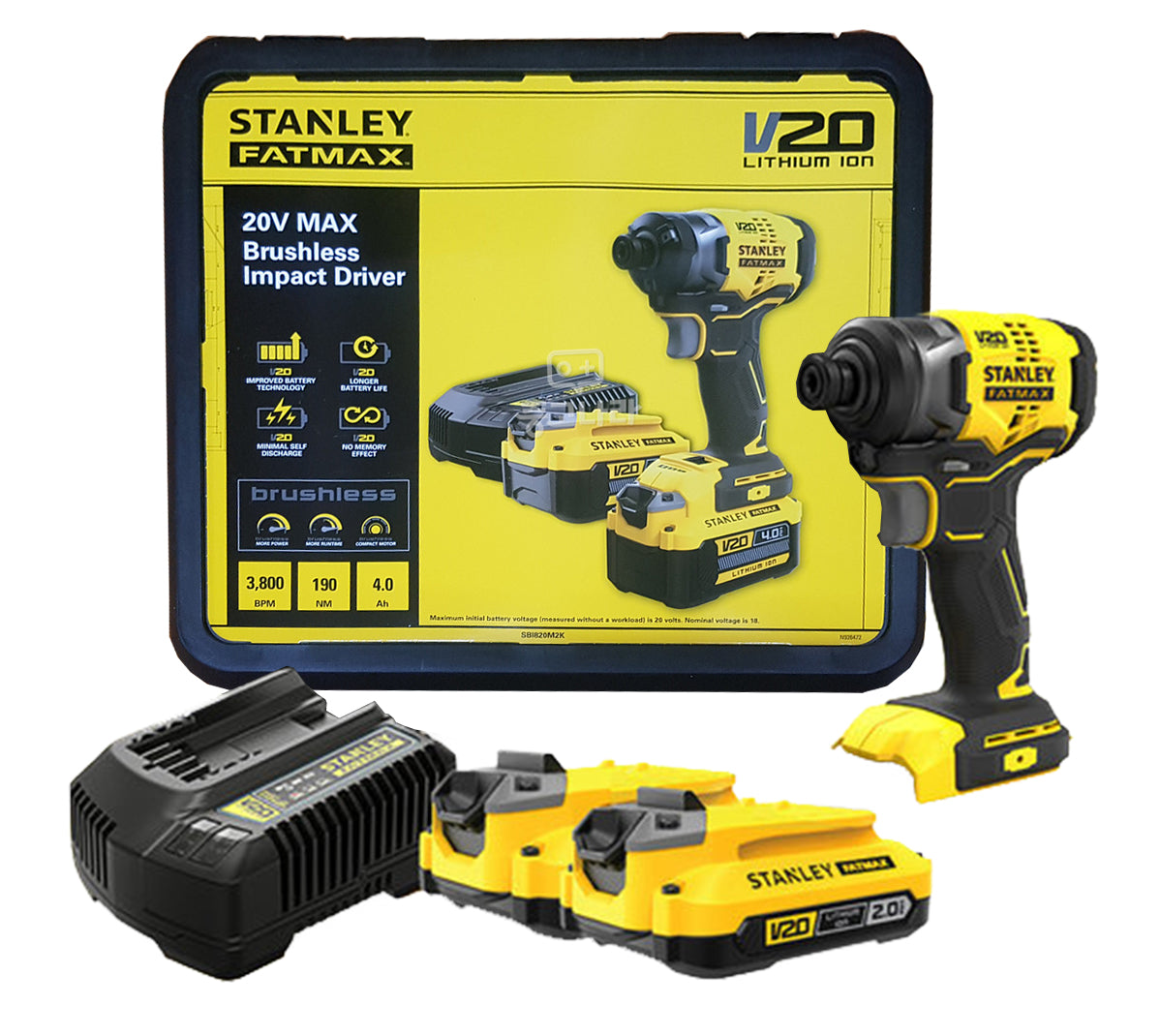 Stanley, Stanley SBI820M2K Clé à chocs sans fil 20V 1/4" Hex 190Nm