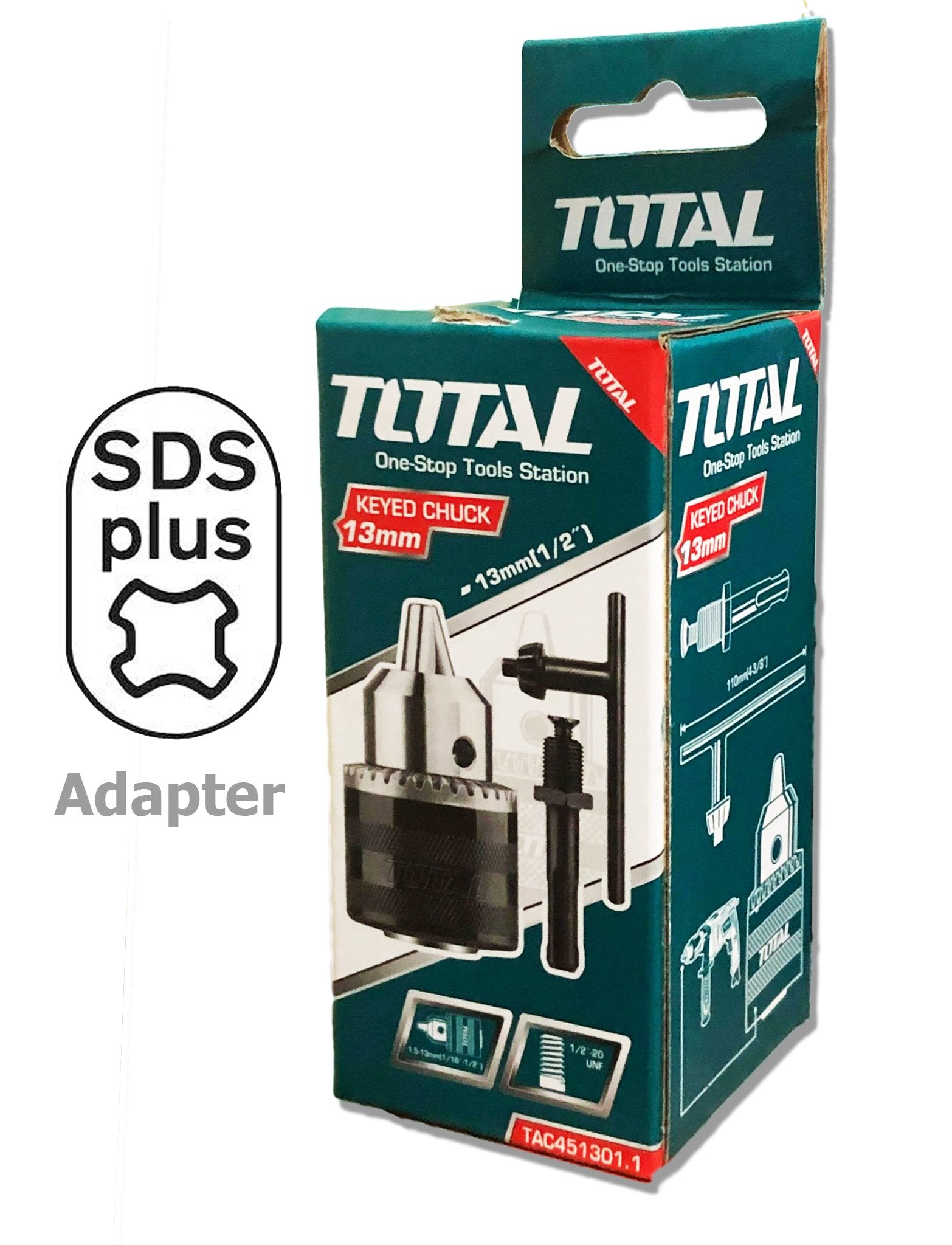 Total, Total TAC451301.1 Adaptateur SDS-plus avec mandrin de perçage