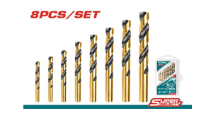 Total, Total TACSD0801 8pcs HSS Twist Drill Bit Set