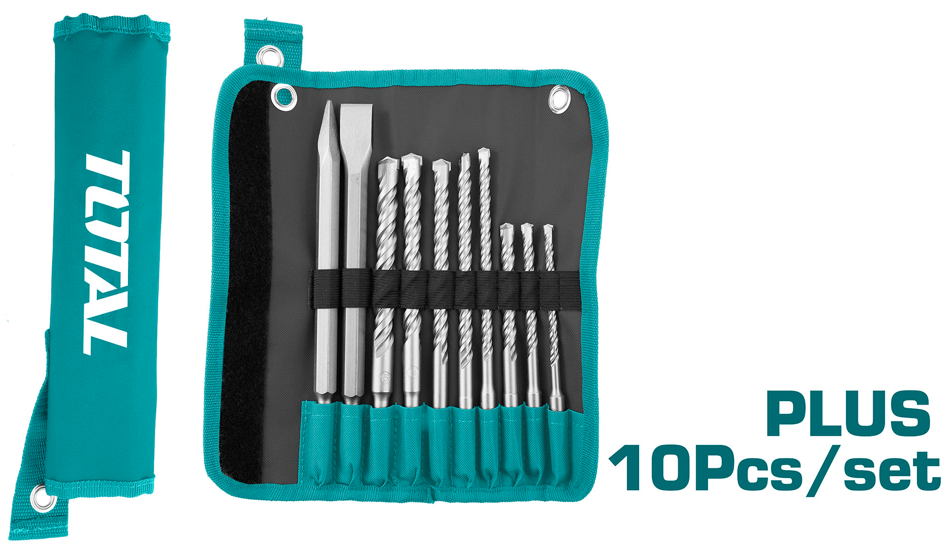 Total, Total TACSD19101 10pcs SDS-plus Chisel and Drill Bits Set