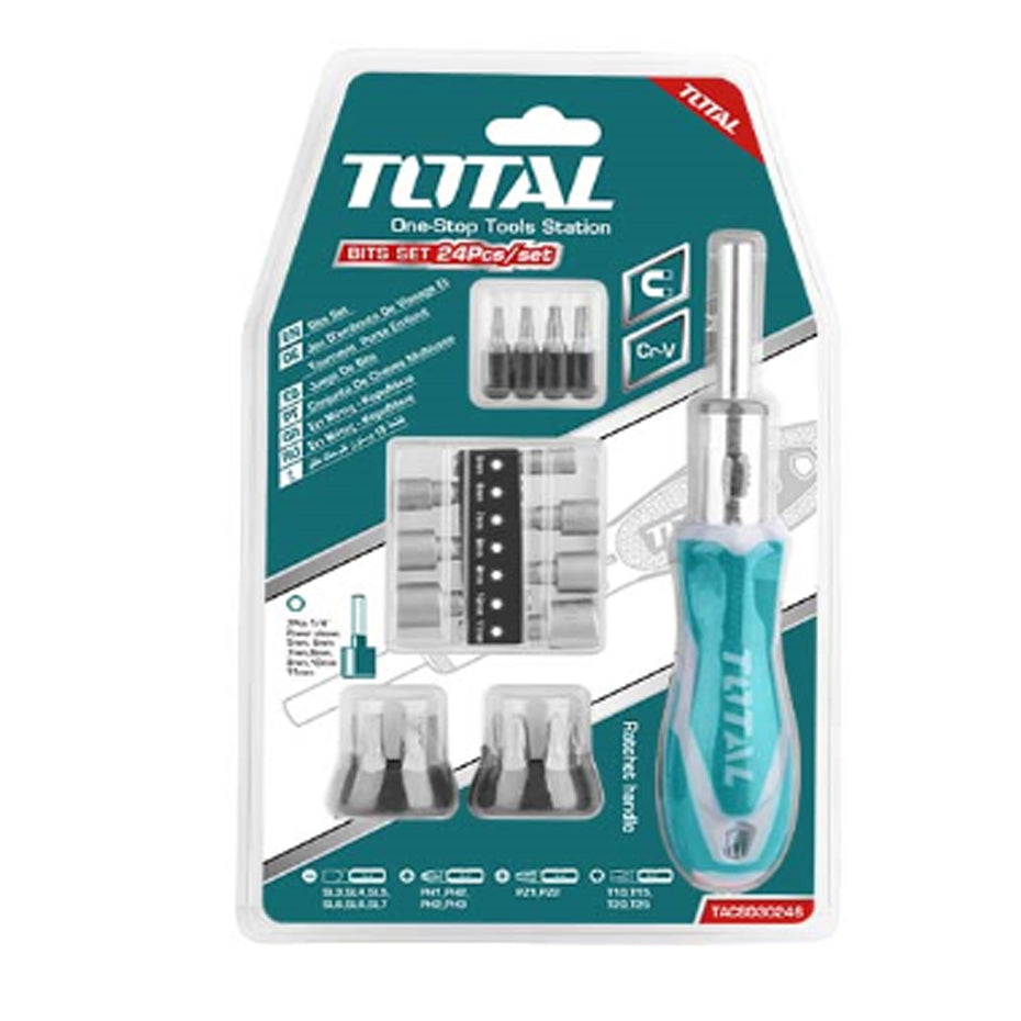 Total, Total TACSD30246 24pcs Ratchet Screwdriver Set