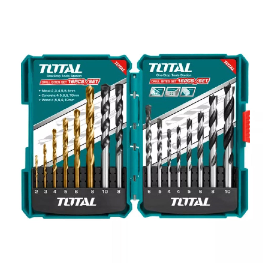 Total, Total TACSD6165 16pcs Mixed Drill Bit Set