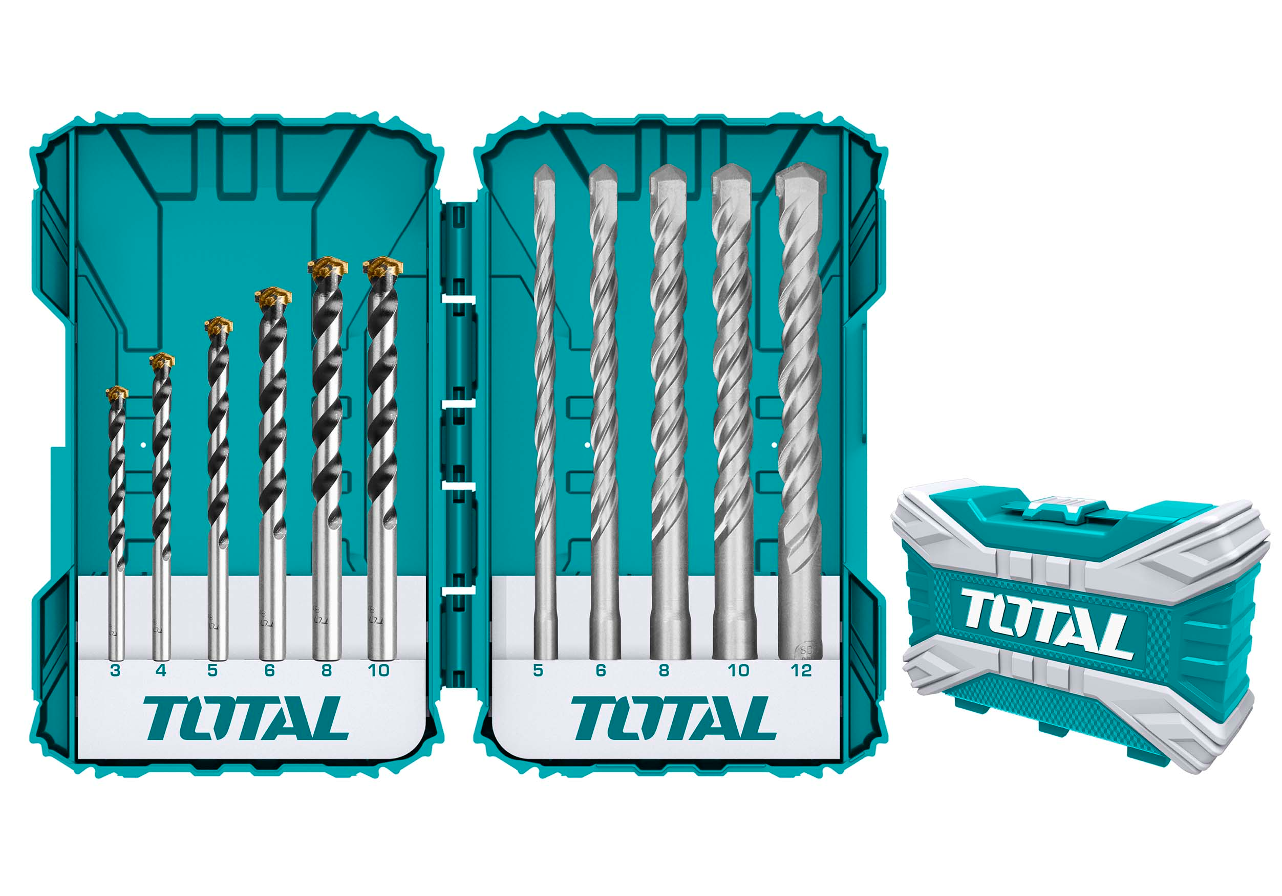 Total, Total TACSDL31101 11pcs Mixed Mills pour maçonnerie (SDS-plus & Straight Concrete Drill Bit)