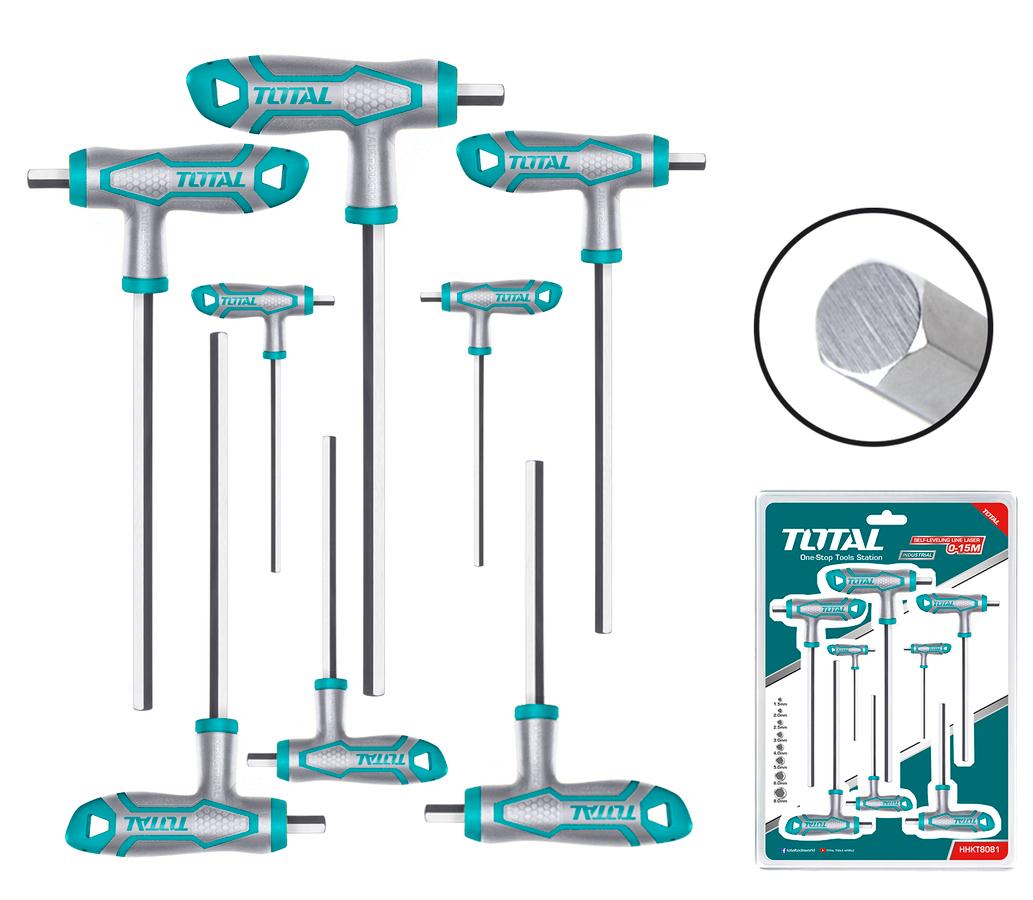 Total, Total THHW8081 8pcs Hex Allen Wrench Set (T-Handle)