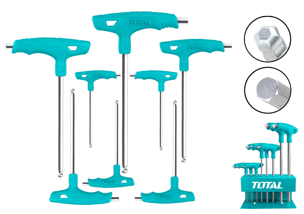 Total, Total THHW80826 8pcs T-Handle Hex Allen Wrench Set Ball End