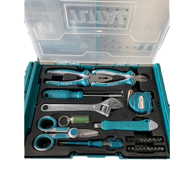 Total, Total THKTV02H291 Set d'outils à main 29pcs avec boîte à outils empilable