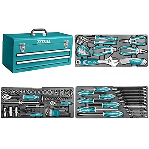 Total, Total THPTCS70971 97pcs Hand Tools Chest / Metal Tool Box Set