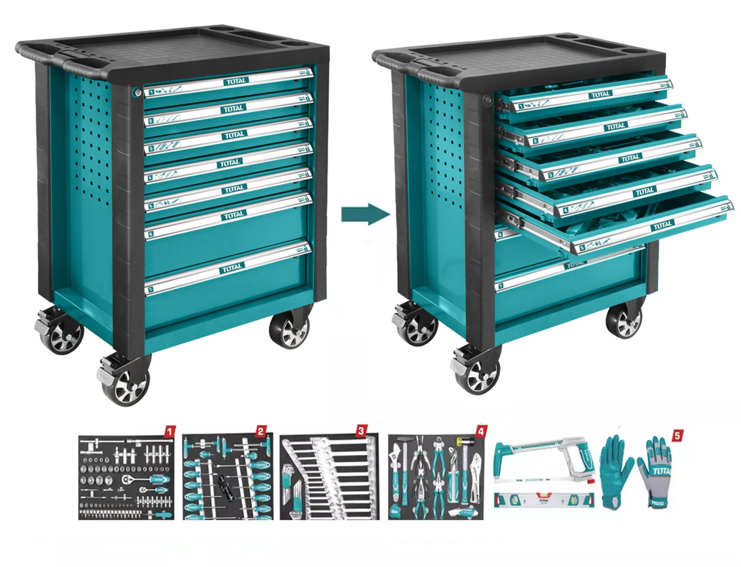 Total, Total THPTCS71621 162pcs Hand Tools Set with Tool Cabinet