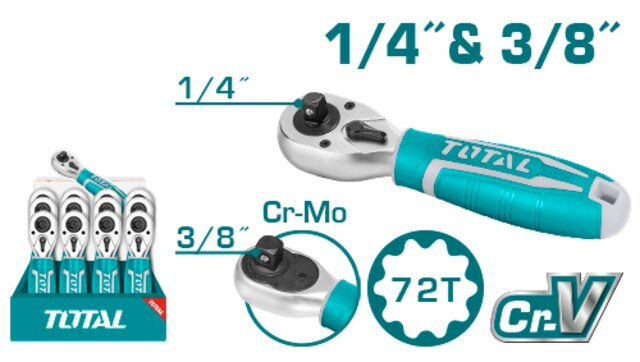 Total, Total THT1061438 Poignée à cliquet 72t 1/4" Dr.