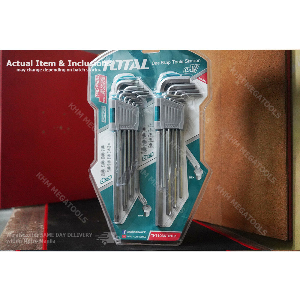 Total, Total THT106KT0181 18pcs Hex & Torch Allen Wrench Key Set