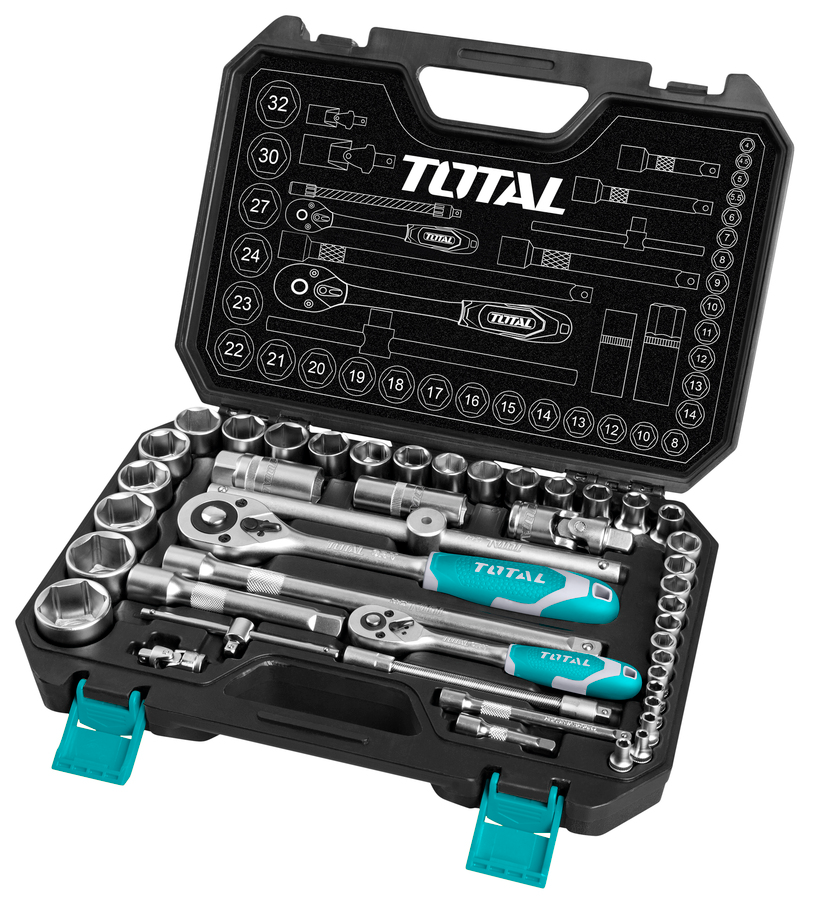 Total, Total THT421441 44pcs Socket Wrench Set (1/4" and 1/2" Drive)