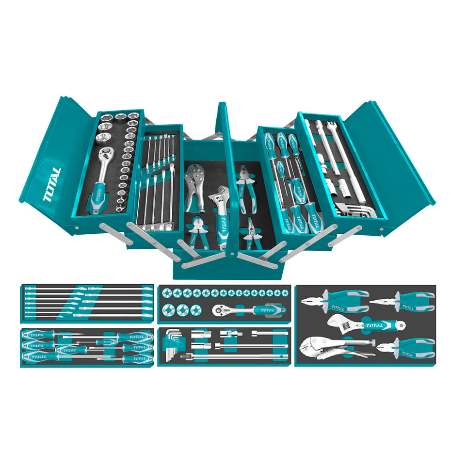 Total, Total THTCS12591 Set d'outils à main 50pcs avec boîte à outils en métal