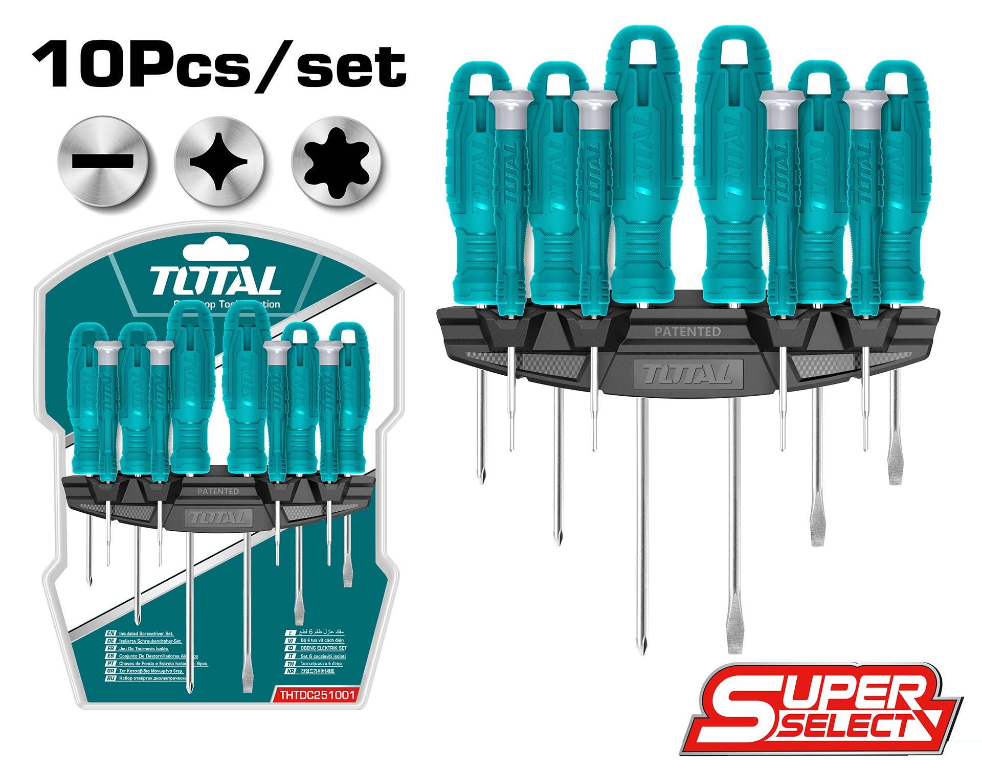 Total, Total THTDC251001 10pcs Screwdriver Set