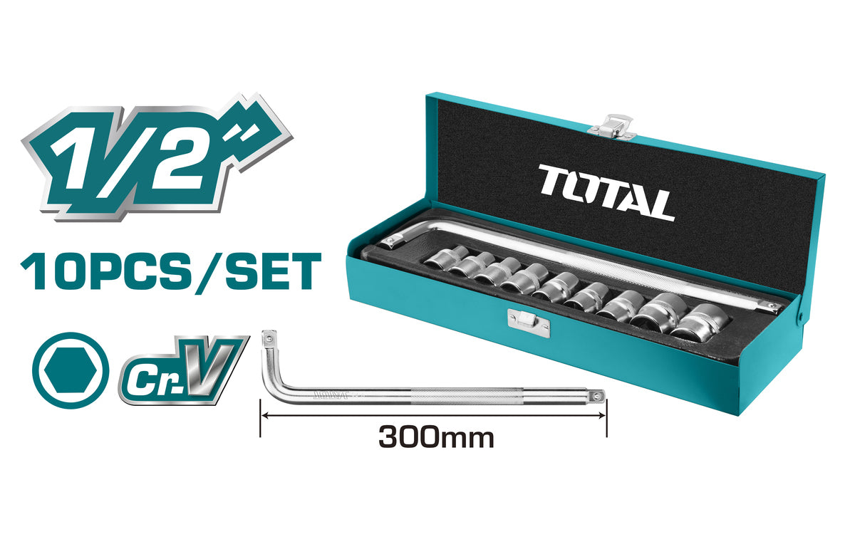 Total, Total THTL121101 10pcs 1/2" Dr. Socket Wrench Set