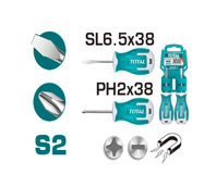 Total, Total THTS20206 2pcs Screwdriver 38mm Set