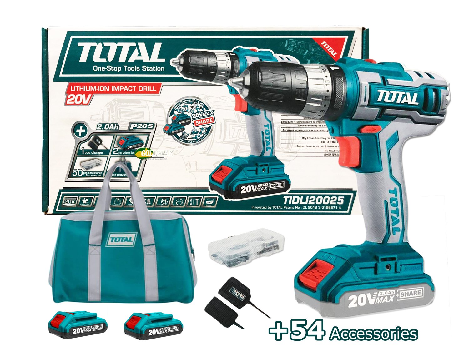 Total, Total TIDLI20025 Marteau perforateur sans fil 20V