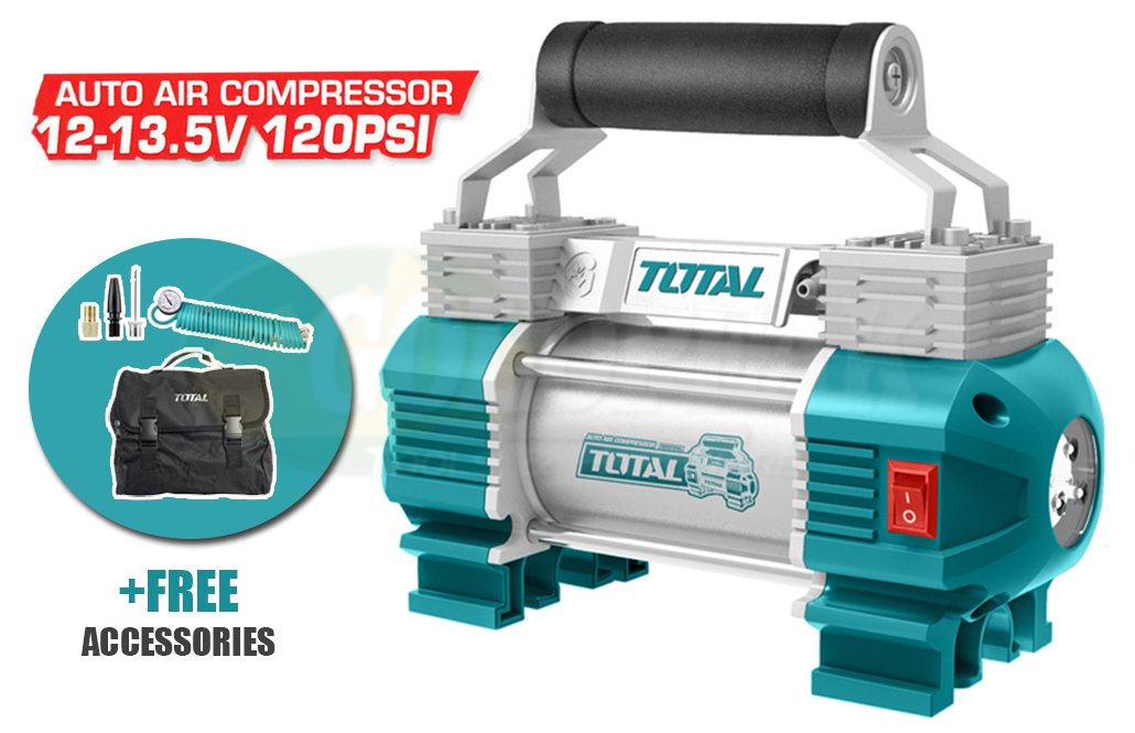 Total, Total TTAC2506 Compresseur d'air sans fil 12V avec lumière